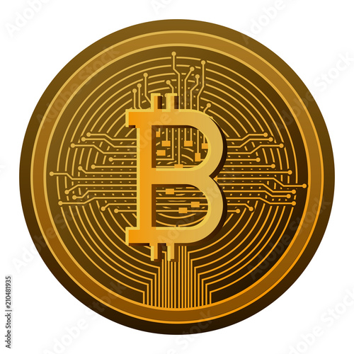 bitcoin with circuit lines commerce technology vector illustration design