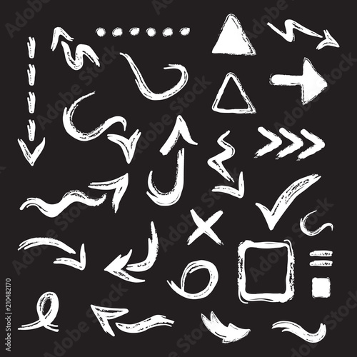 Black hand drawn curvy direction arrows icons design element set on white background