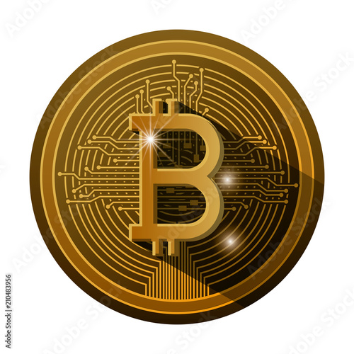 bitcoin with circuit lines commerce technology vector illustration design