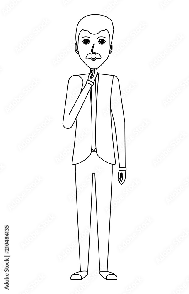 Cartoon businessman standing and thinking over white background, vector illustration Cartoon businessman standing and thinking over white background, vector illustration