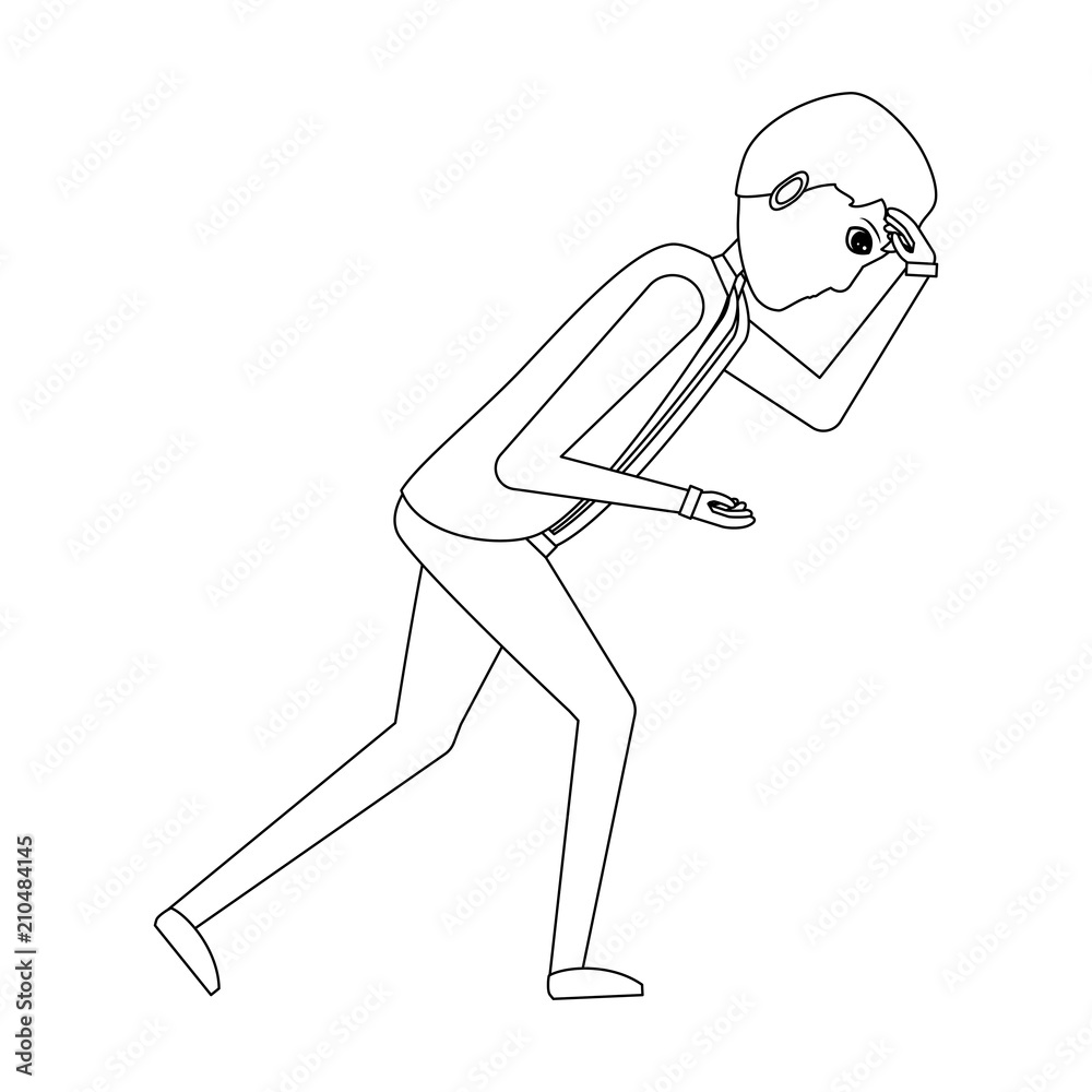Obraz premium Cartoon worried businessman over white background, vector illustration
