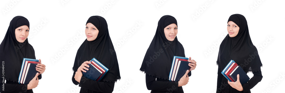 Young muslim female student with books Young muslim female student with books