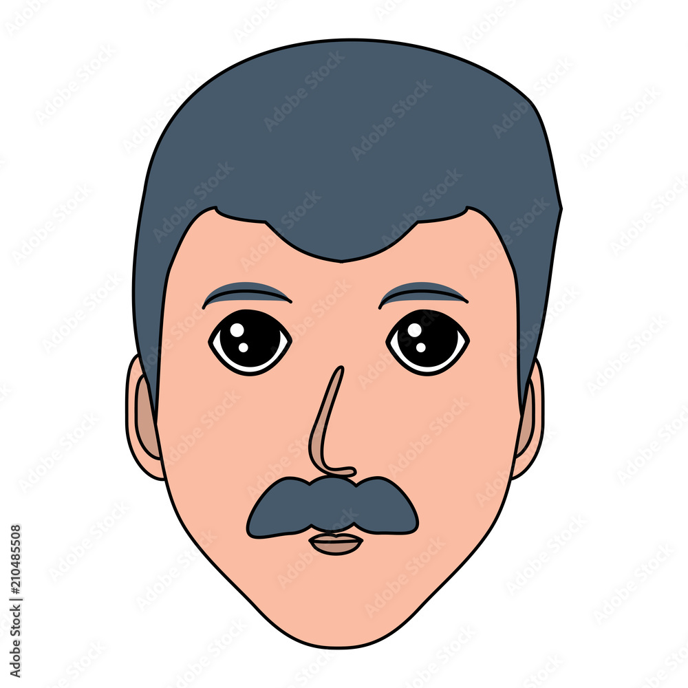cartoon man with mustache over white background, vector illustration