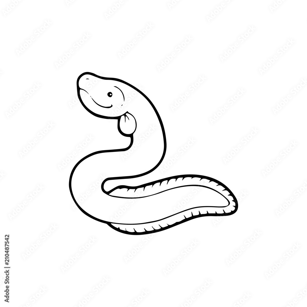 Fototapeta premium Eel cartoon illustration isolated on white background for children color book