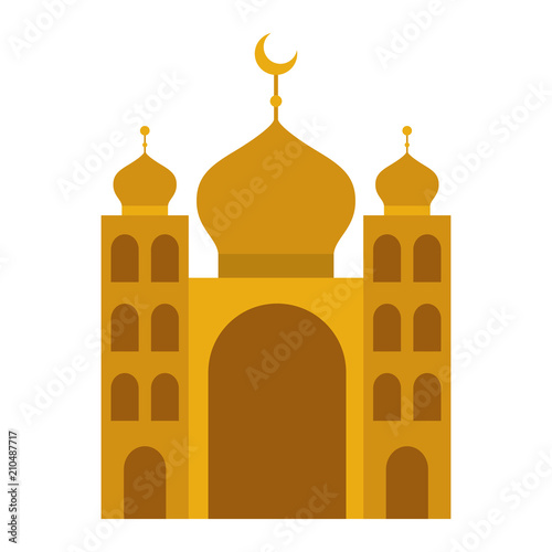 arabic castle tower with moon vector illustration design