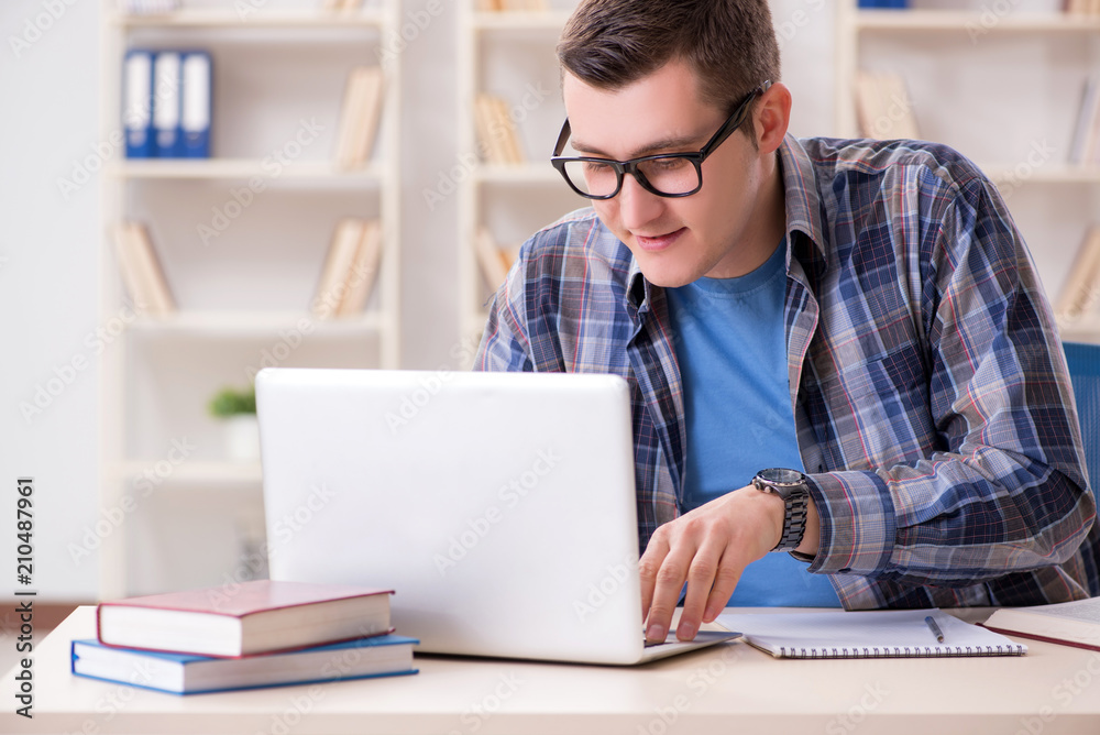 Young student studying over internet in telelearning concept Young student studying over internet in telelearning concept