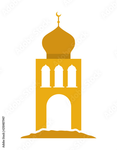 arabic castle tower with moon vector illustration design