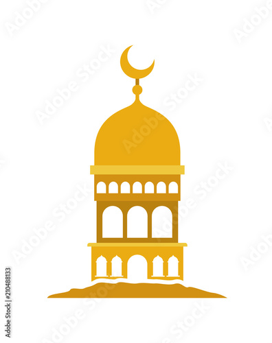 arabic castle tower with moon vector illustration design