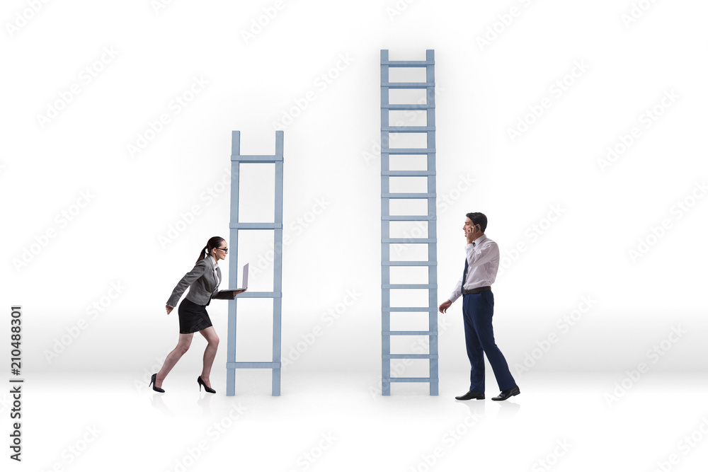 Concept of inequal career opportunities between man woman Concept of inequal career opportunities between man woman