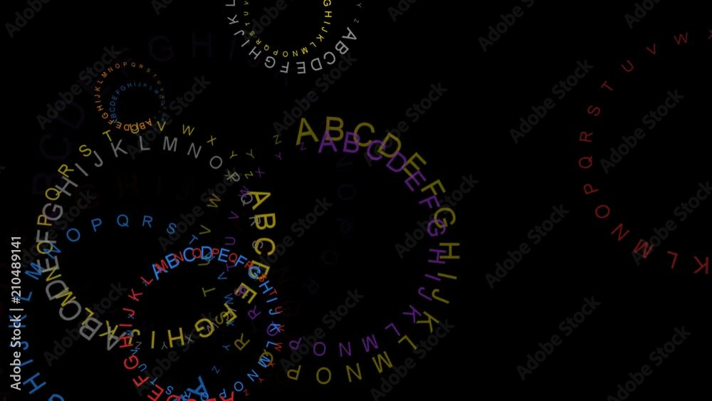 Abstract alphabet on black background - 4k, loop, alpha