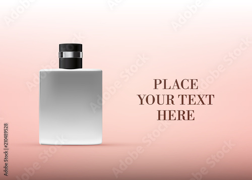 Metallic Bottle With Black Cap On Pink Gradient