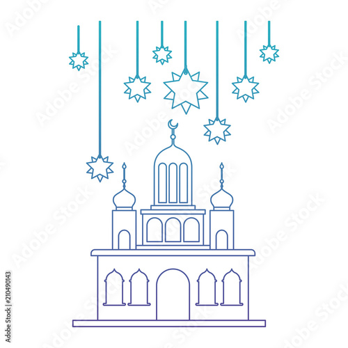 arabic castle with moon and decoration hanging vector illustration design