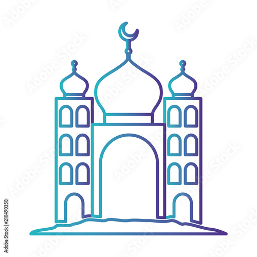 arabic castle tower with moon vector illustration design