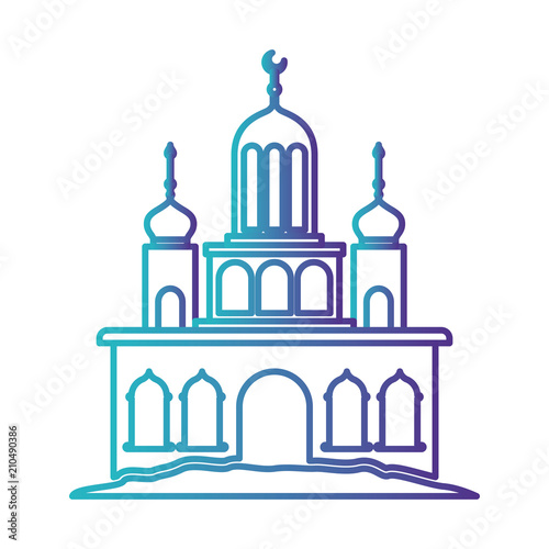 arabic castle tower with moon vector illustration design