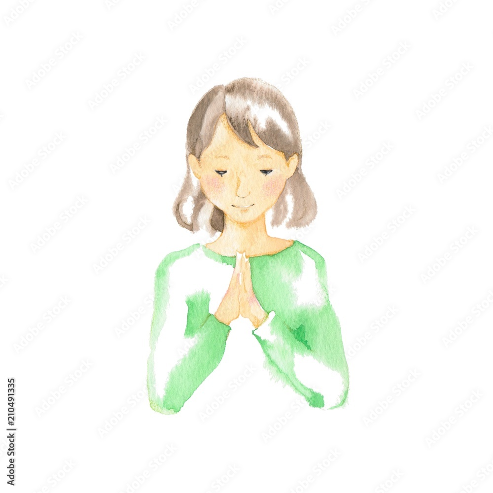合掌する女性 Stock イラスト Adobe Stock