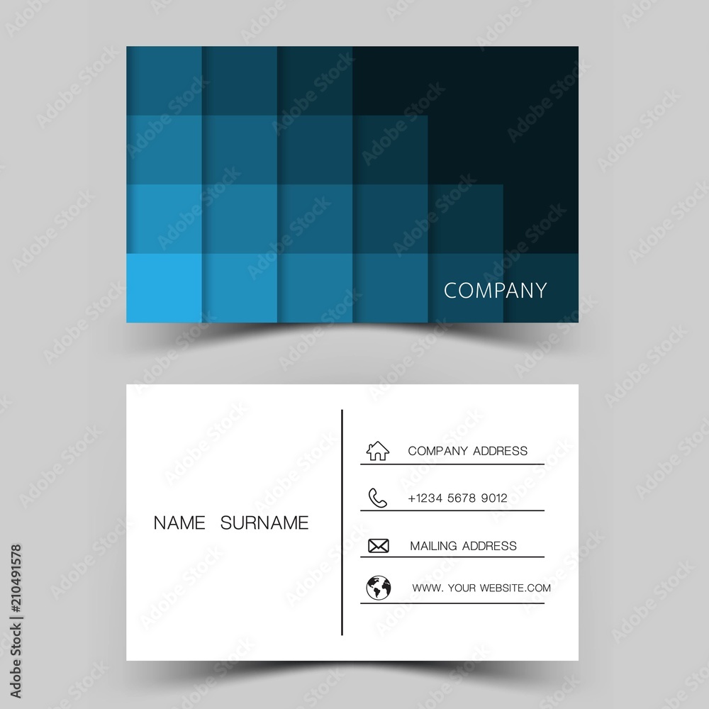 Modern business card design. blue and white color. Vector illustration. 