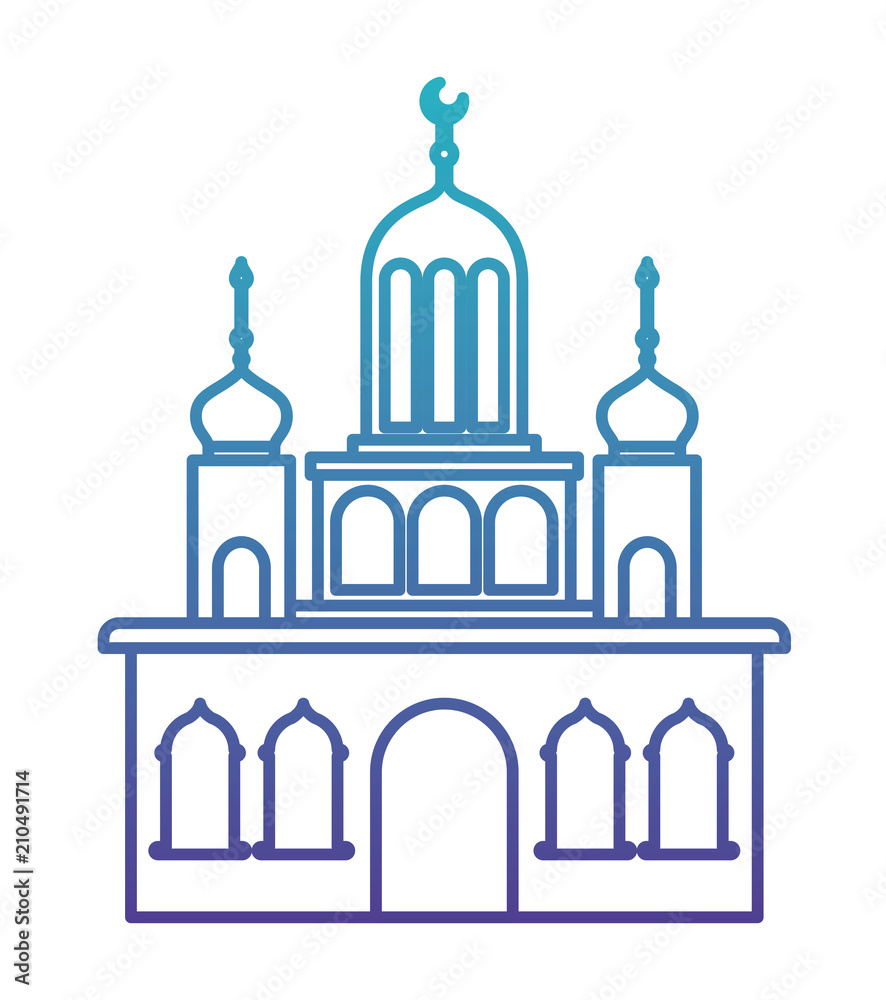 arabic castle tower with moon vector illustration design