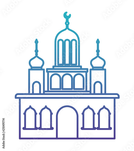 arabic castle tower with moon vector illustration design