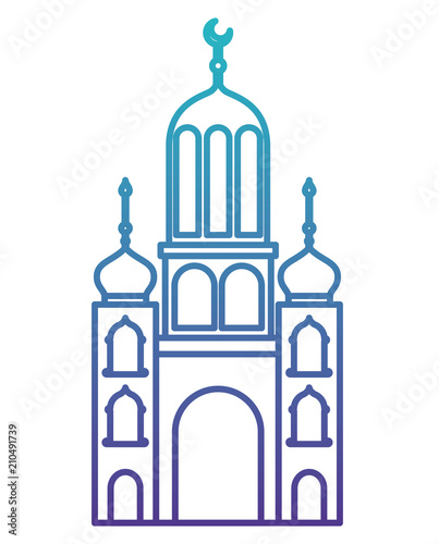 arabic castle tower with moon vector illustration design