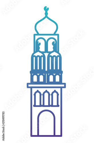 arabic castle tower with moon vector illustration design