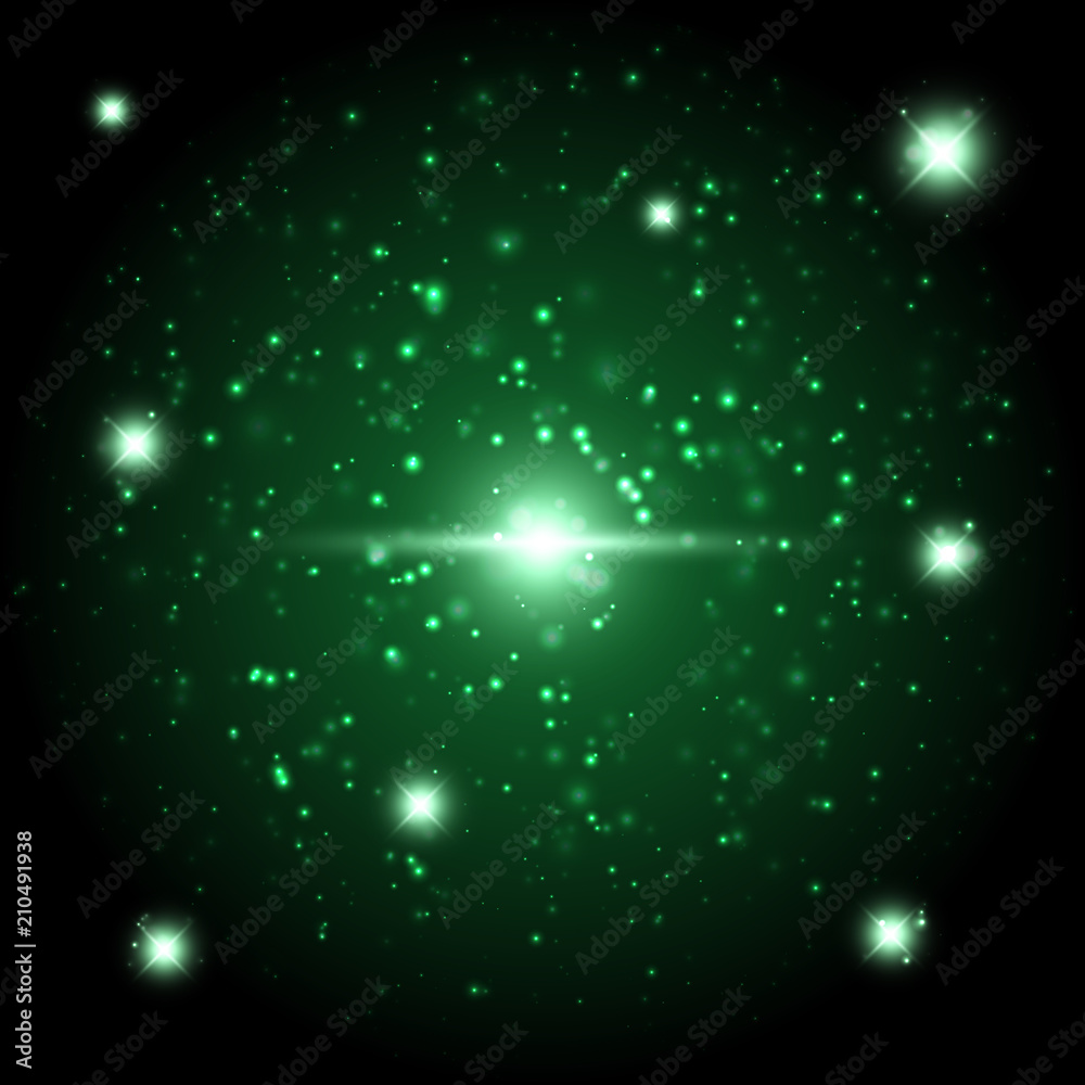 Fototapeta premium Green space glowing light background