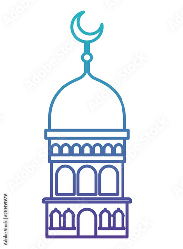arabic castle tower with moon vector illustration design