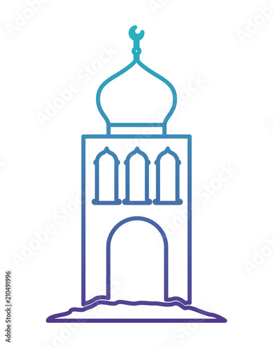 arabic castle tower with moon vector illustration design