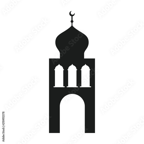 arabic castle tower with moon vector illustration design
