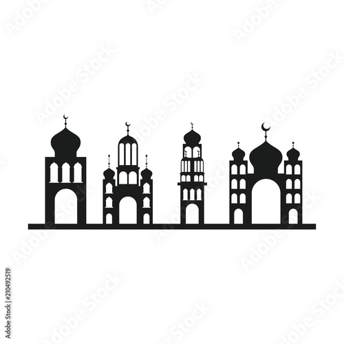 arabic castles buildings cityscape vector illustration design