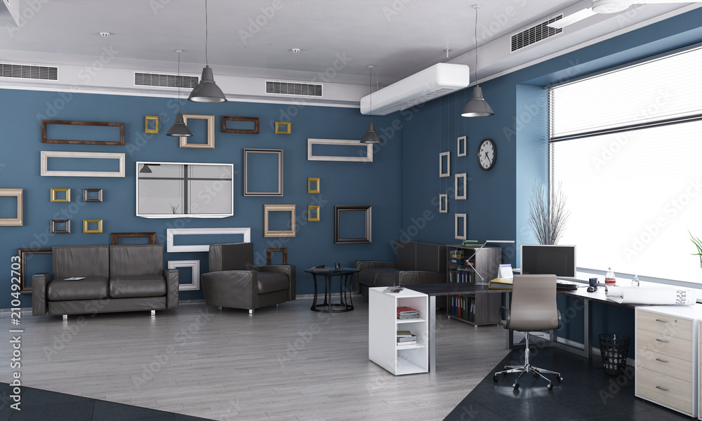Elegant office interior. Mixed media Elegant office interior. Mixed media