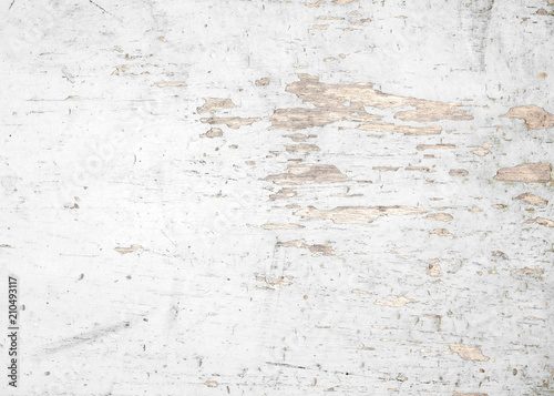 Vintage white wood background - Old weathered wooden plank painted in white colour.