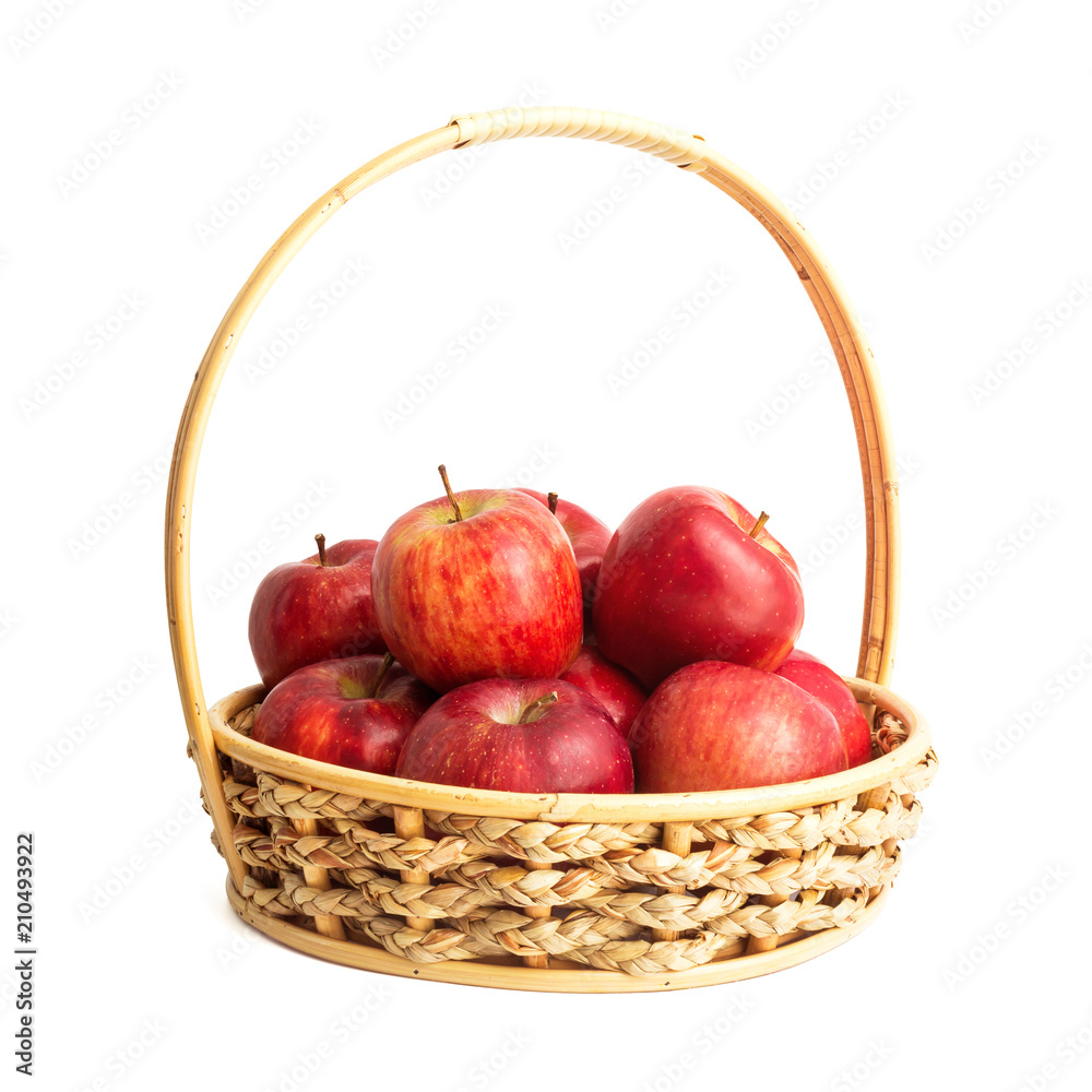 fresh apples in basket on white background fresh apples in basket on white background