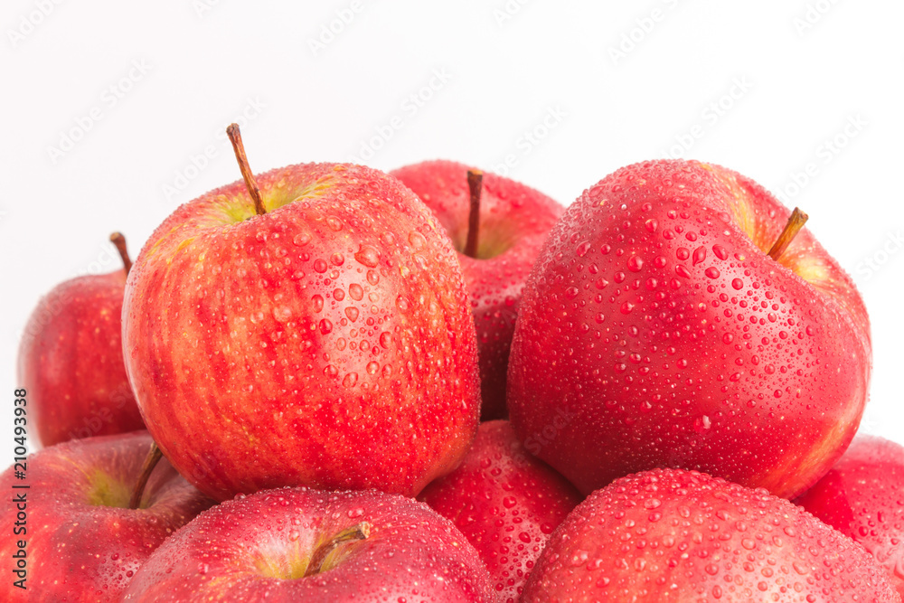 red apple with water drop in closeup shot red apple with water drop in closeup shot