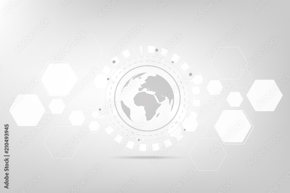 Obraz premium Global network connection with business concept and world map, vector illustrator