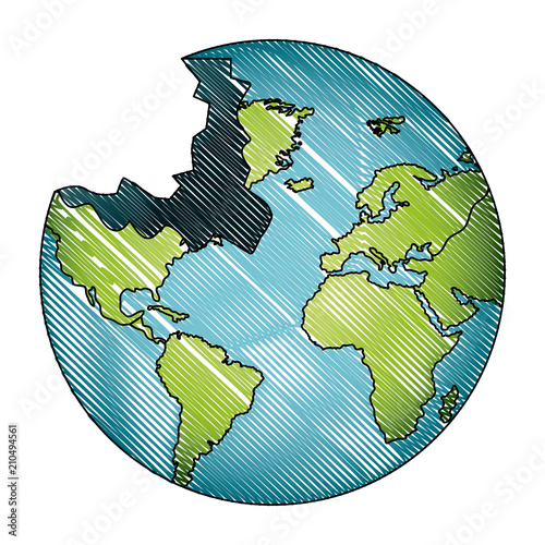 planet earth with hole vector illustration design