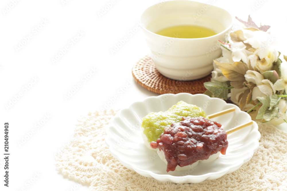 Two different Japanese Dango rice cake ball Two different Japanese Dango rice cake ball