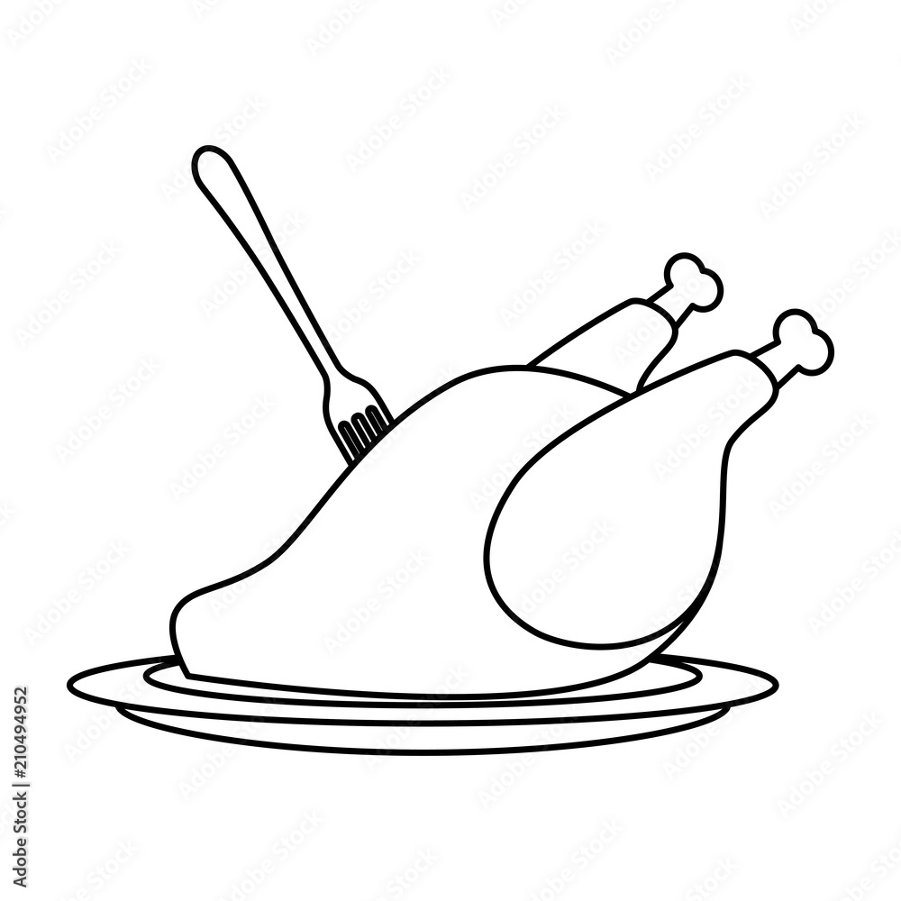 dish with delicious chicken meat and fork vector illustration design dish with delicious chicken meat and fork vector illustration design