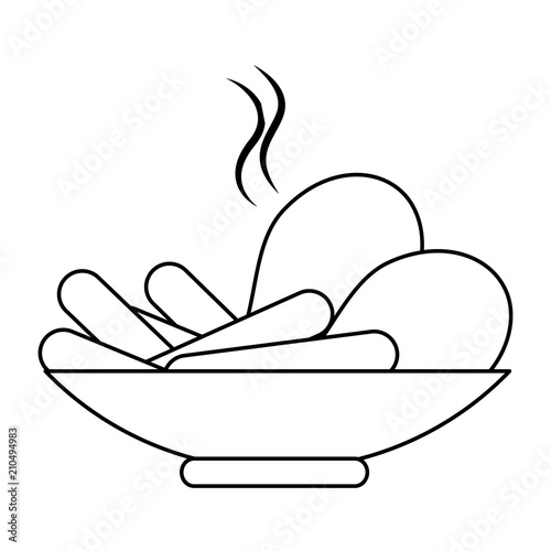 drumsticks chicken and sausages vector illustration design