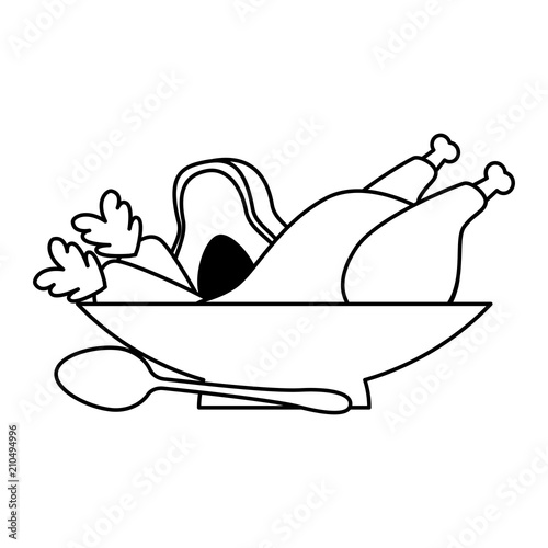 delicious chicken meat and vegetables vector illustration design