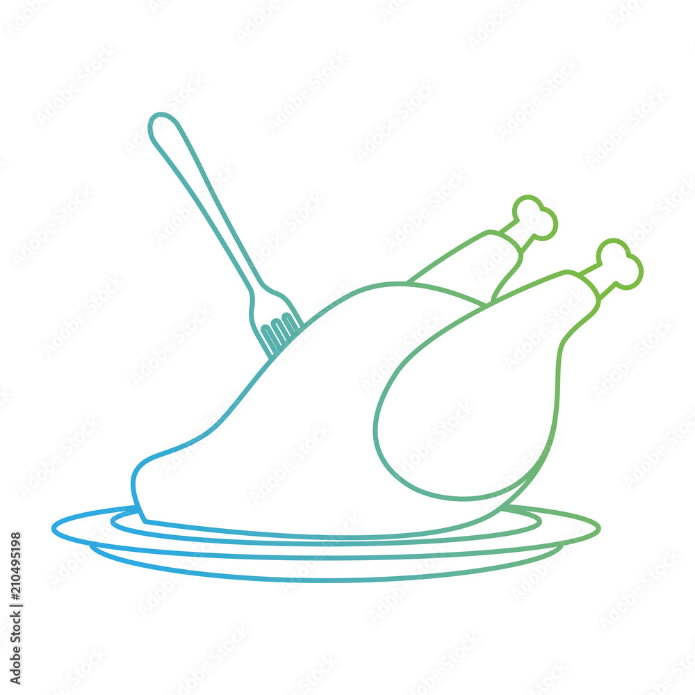 dish with delicious chicken meat and fork vector illustration design dish with delicious chicken meat and fork vector illustration design