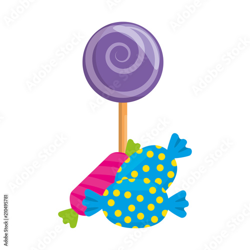 sweet lollipop and candies vector illustration design