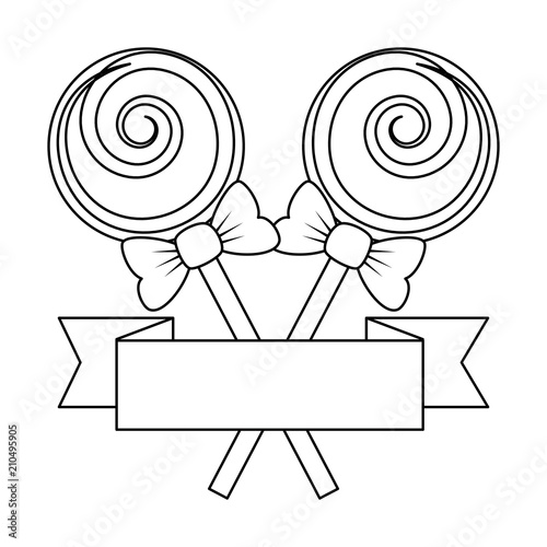sweets lollipops with ribbon vector illustration design