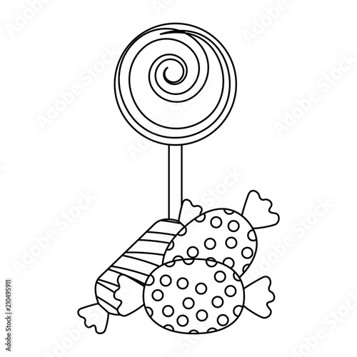 sweet lollipop and candies vector illustration design