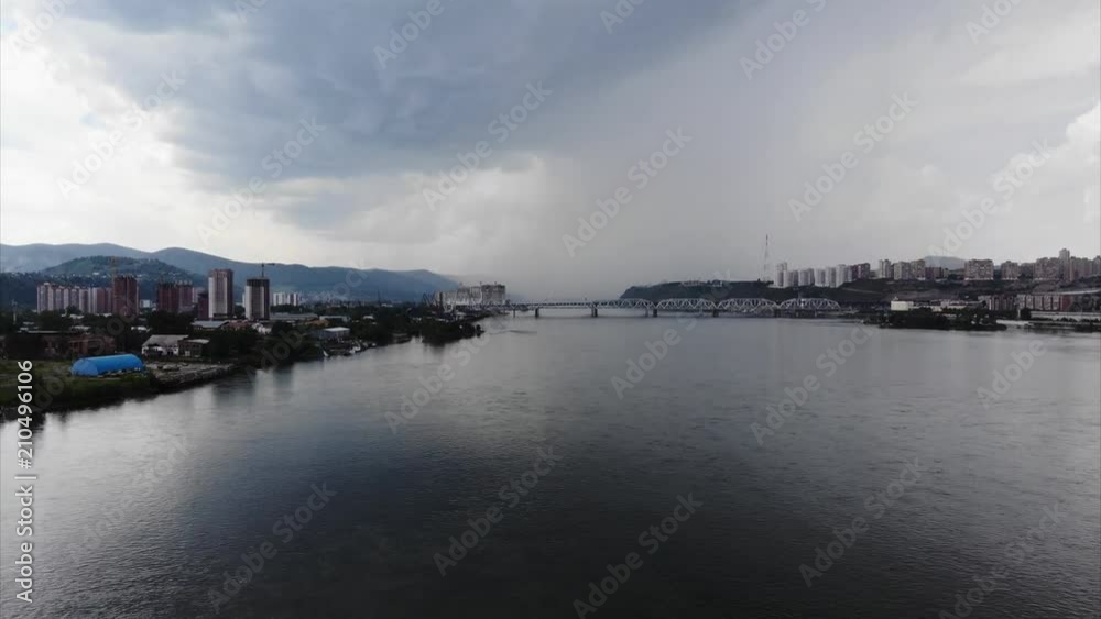 Aerial timelapse of the storm is approaching the city. Aerial timelapse of the storm is approaching the city.