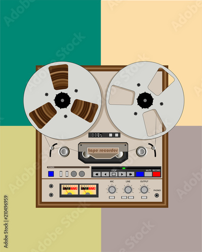 old bobbin tape recorder with reels