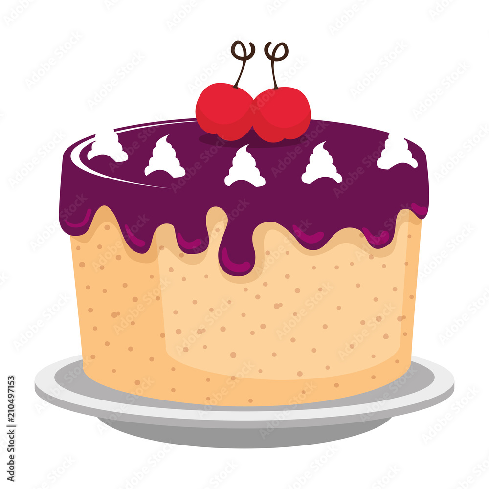 sweet and delicious cake with cherries vector illustration design sweet and delicious cake with cherries vector illustration design