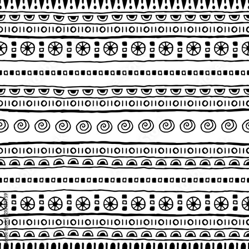 Hand drawn seamless tribal pattern. Abstract ethnic seamless pattern.