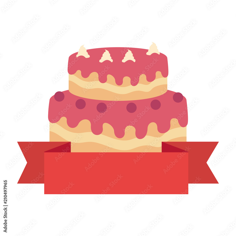 sweet and delicious cake with ribbon vector illustration design sweet and delicious cake with ribbon vector illustration design