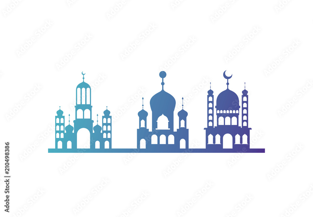 arabic castles buildings cityscape vector illustration design