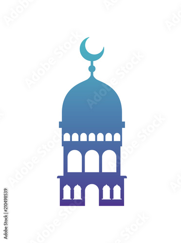 arabic castle tower with moon vector illustration design